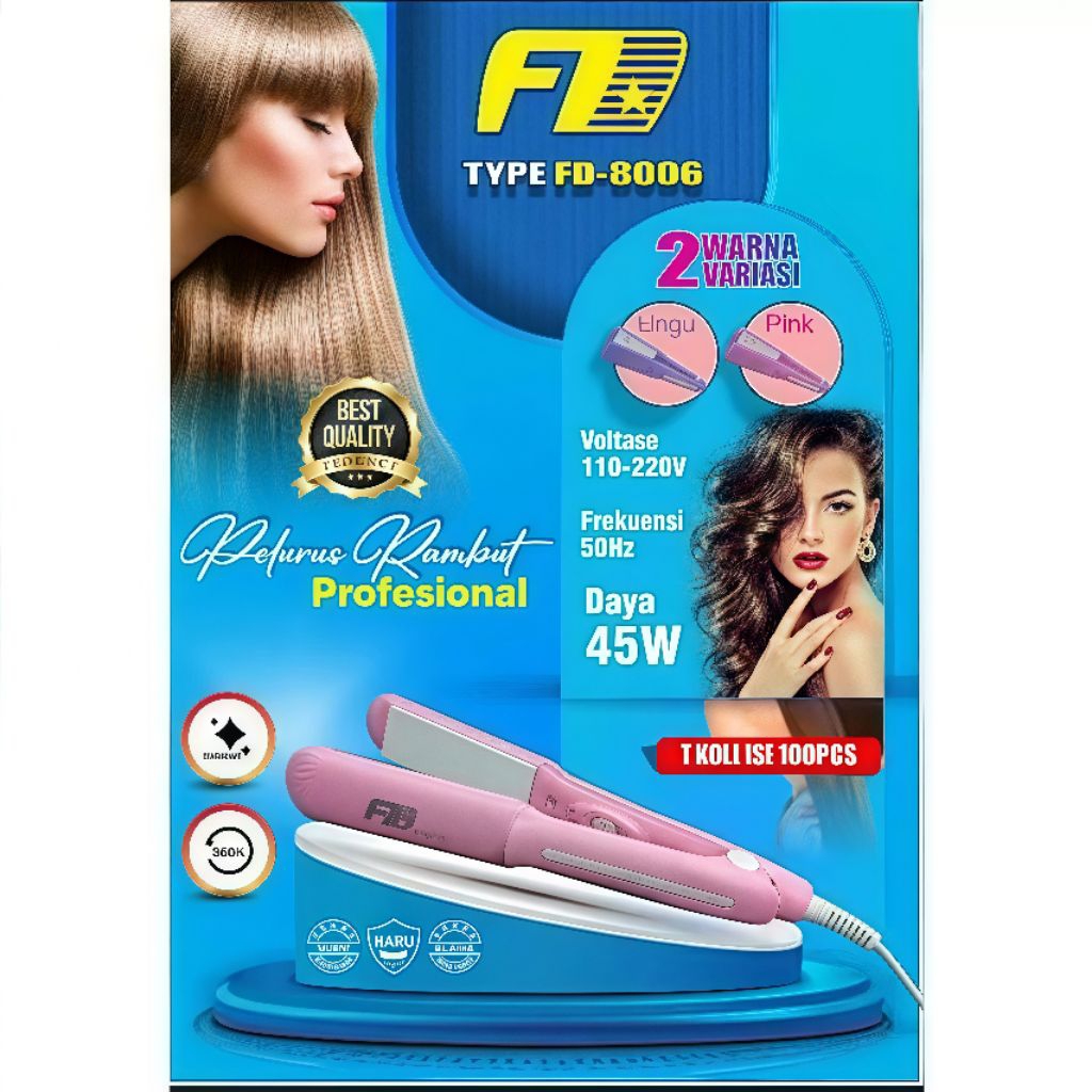 Catokan Rambut FD-8006 kualitas terbaik/Pelurus rambut profesional