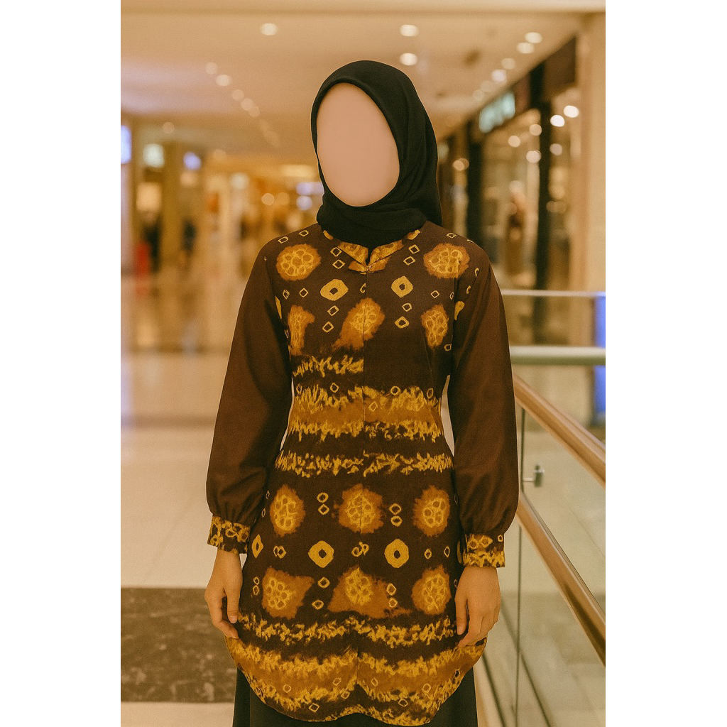 Tunik Kombinasi Jumputan Palembang | Bahan Taisilk Titik7 | Kombinasi Katun Toyobo