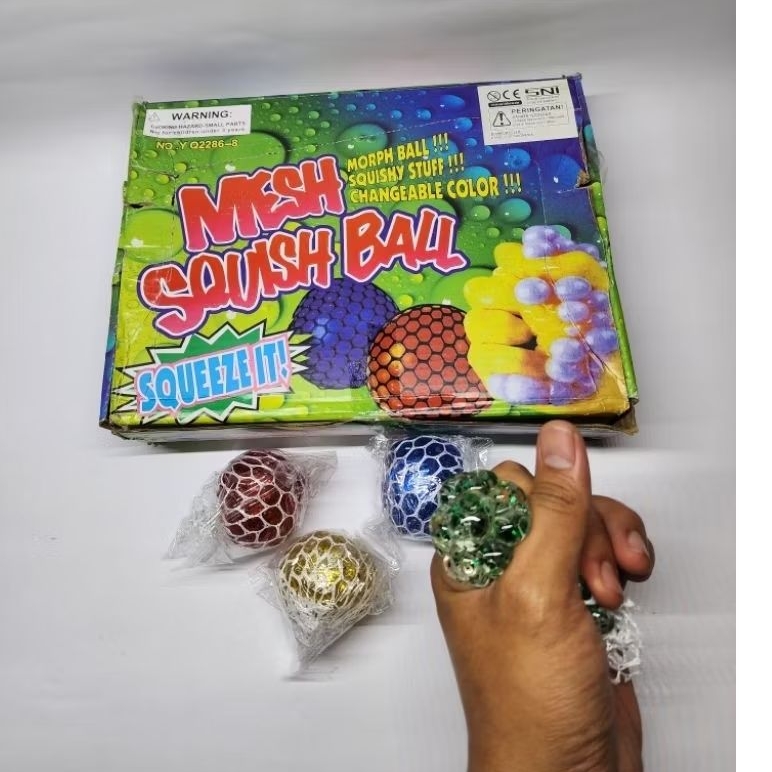 (24 PCS) Mainan Squish ball / Bola Anggur pencet Anti Stress jaring