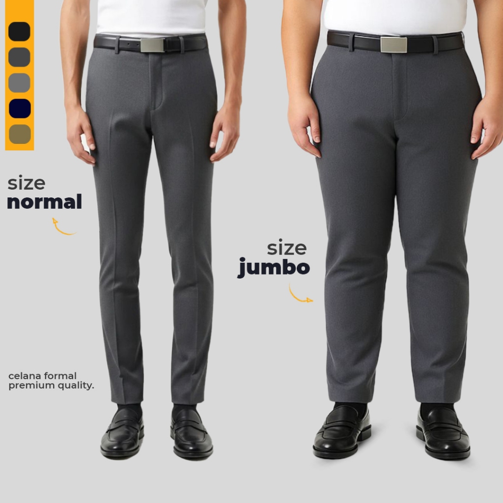Celana Panjang Kantor Bahan Formal Kerja Pria Cowok | Slimfit Bahan Katun Semiwoll Jumbo | Premium