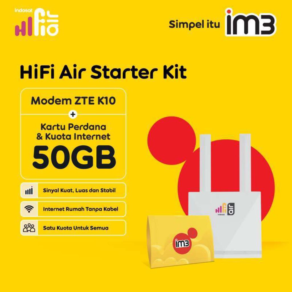 HiFi Air Indosat Modem + Sim Card IM3 50GB