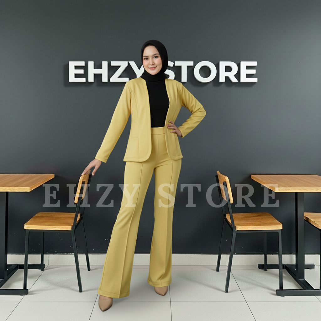 hemat termurah one set blazer nabila celana cutbray bahan scuba premium setelan blazer cutbray /
