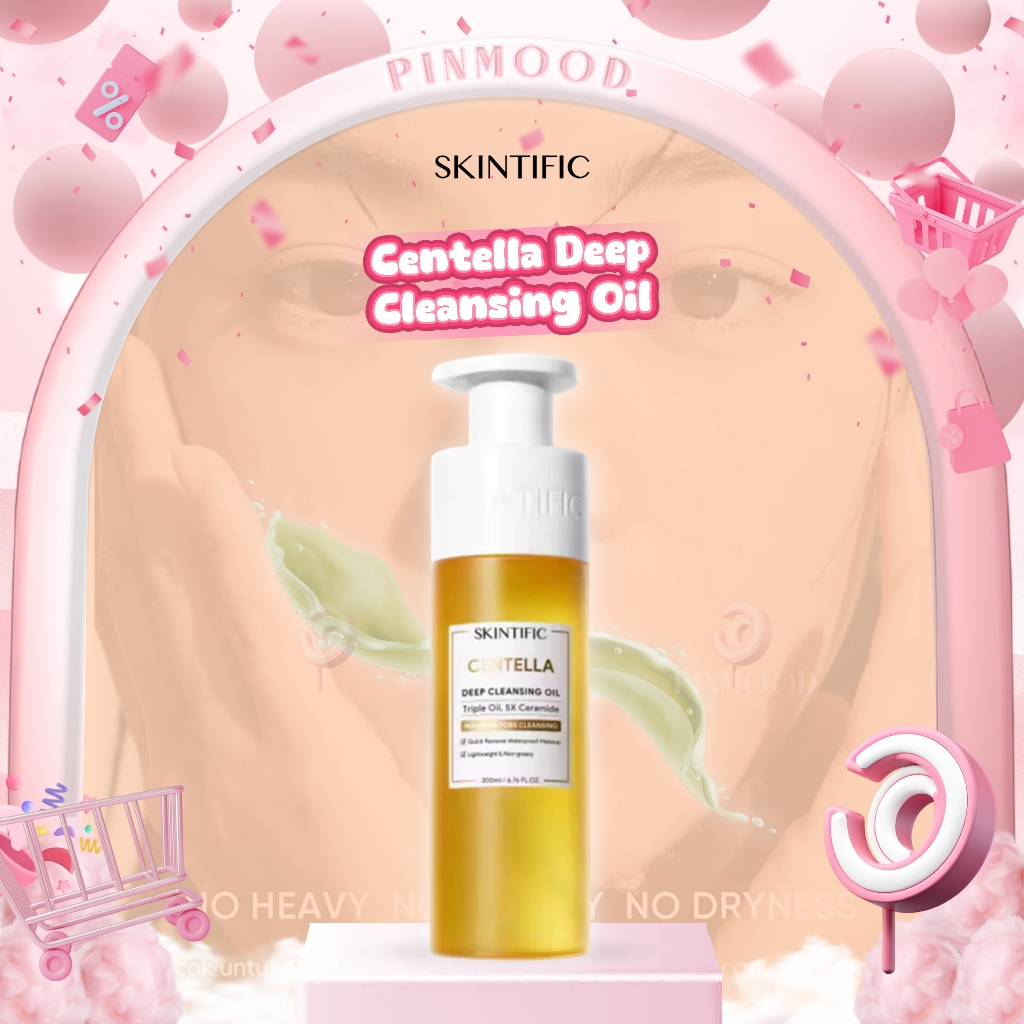 SKINTIFIC - CENTELLA DEEP CLEANSING OIL ( 200 ml ) - Pembersih Wajah Oil Cleanser Hapus Makeup