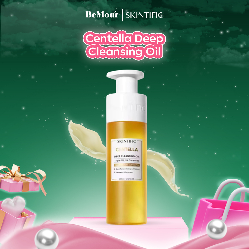 SKINTIFIC - CENTELLA DEEP CLEANSING OIL ( 200 ml ) - Pembersih Wajah Oil Cleanser Hapus Makeup