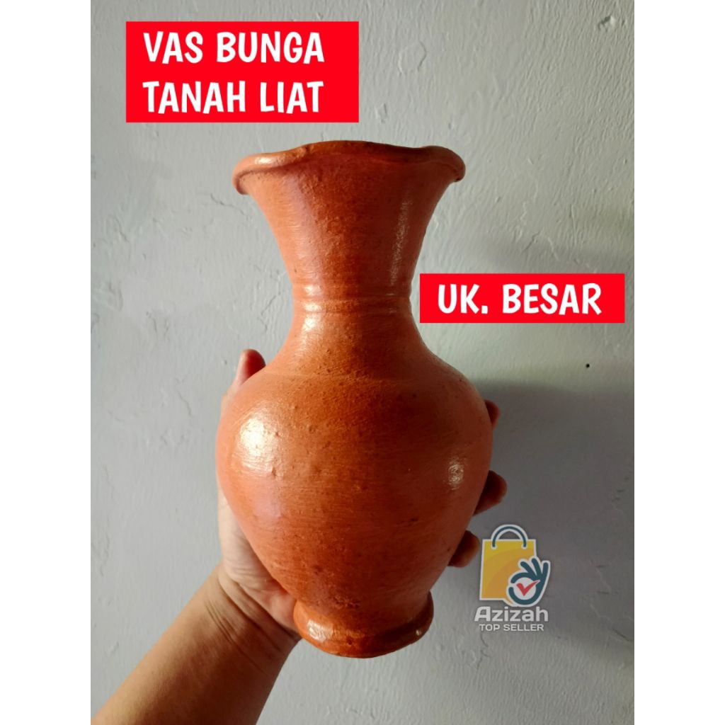Vas bunga cantik terbuat dari tanah liat asli buatan pengrajin (besar)