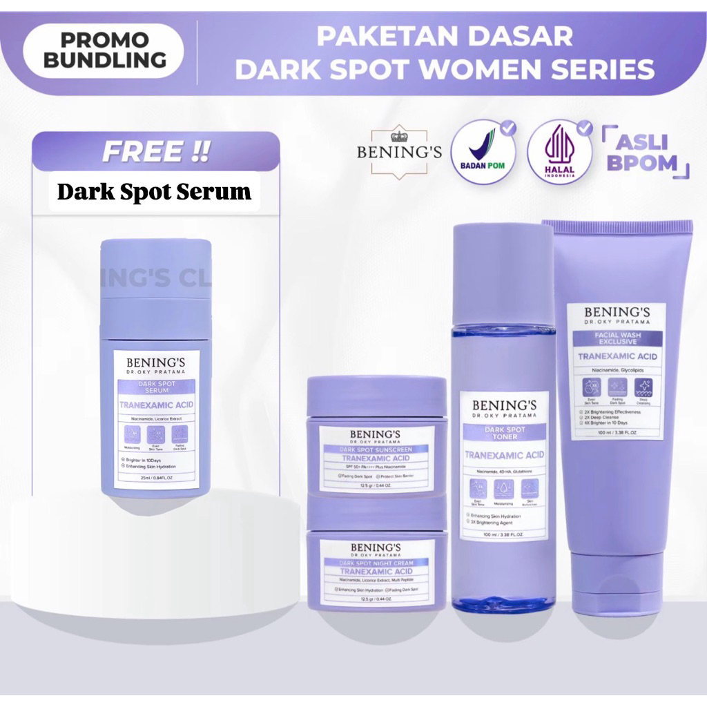 Promo Bening's Skincare Paket Dark Spot Flek Benings Paket Dasar | Benings Clinic By Dokter Oky Prat