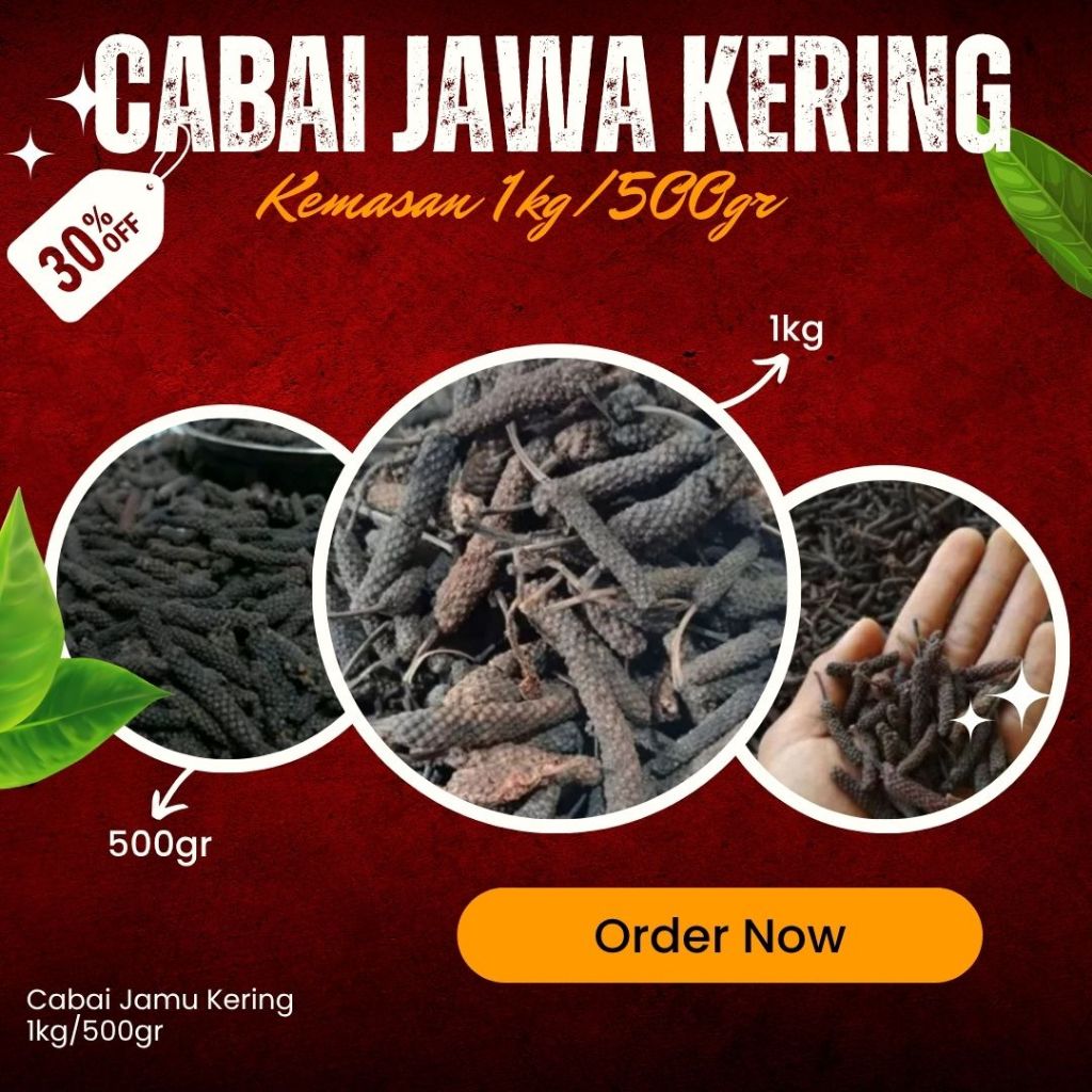 Cabe Jawa / Cabe Jamu Kering Kemasan 1Kg Cabe Jawa Kering 1kg Cabe Jawa 1kg / Cabe Puyang 1kg