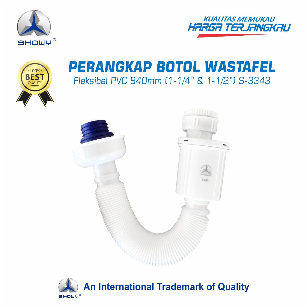 SHOWY Perangkap Botol Wastafel Fleksibel PVC 840mm (1-1/4” & 1-1/2”) S-3343