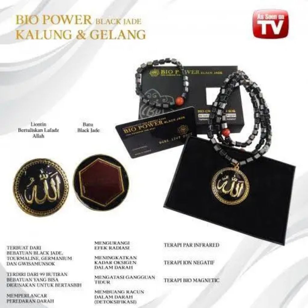 Kalung Gelang Terapi Bio Power BlckJade | Terapi Korea | Batu Gwi Sa Mun Sok