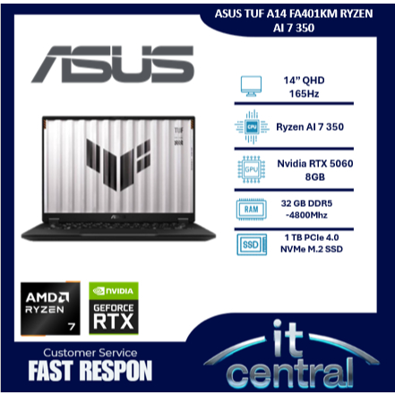 ASUS TUF A14 FA401KM RYZEN AI 7 350 RTX5060 8GB/ 32GB 1TB W11+OHS+M365B 14.0 WQXGA 165HZ 100SRGB (BO