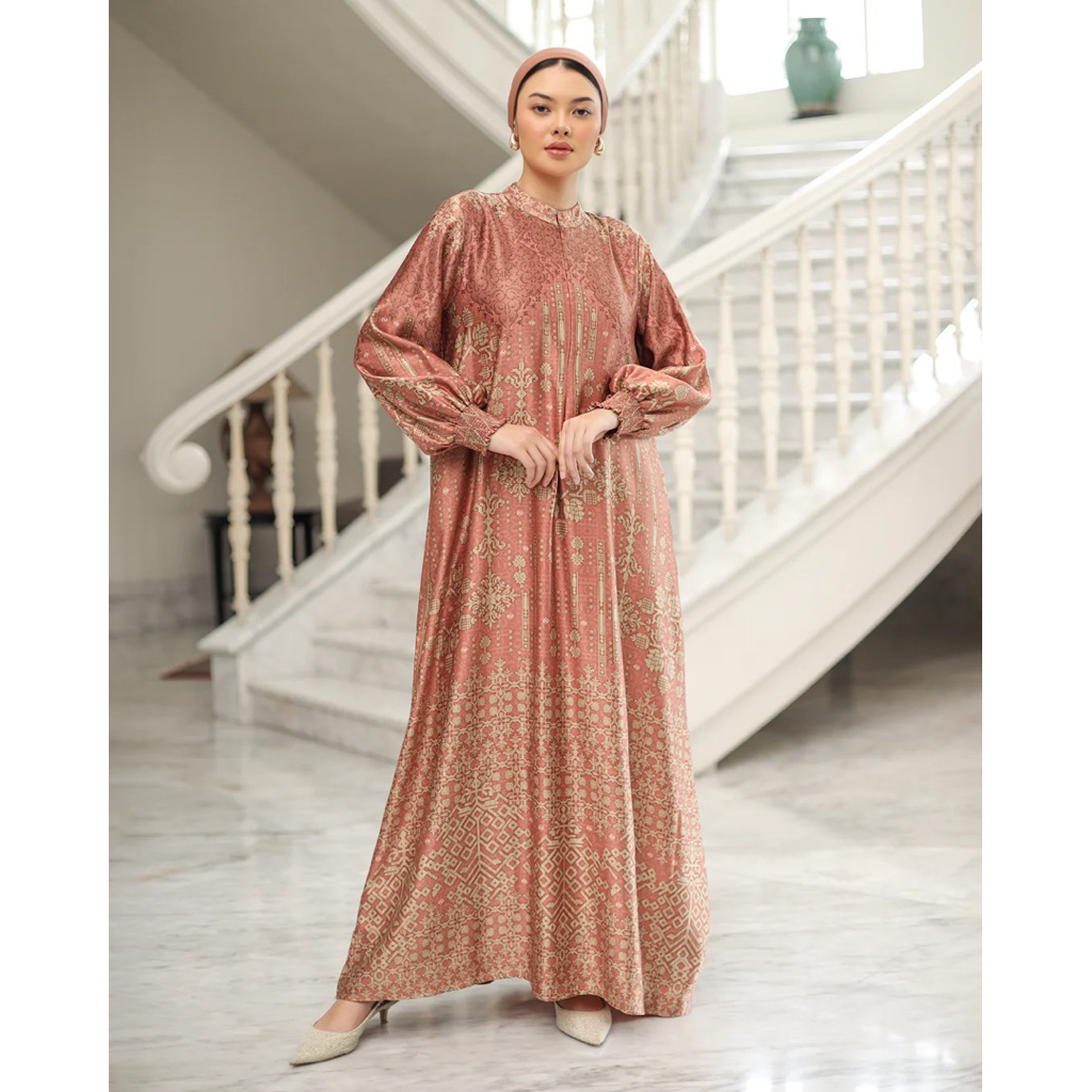 Dress warna Teracotta “Kamaria / Ozora” Gamis / Dress / Acara Lebaran / Nikahan / Tunangan / Acara L
