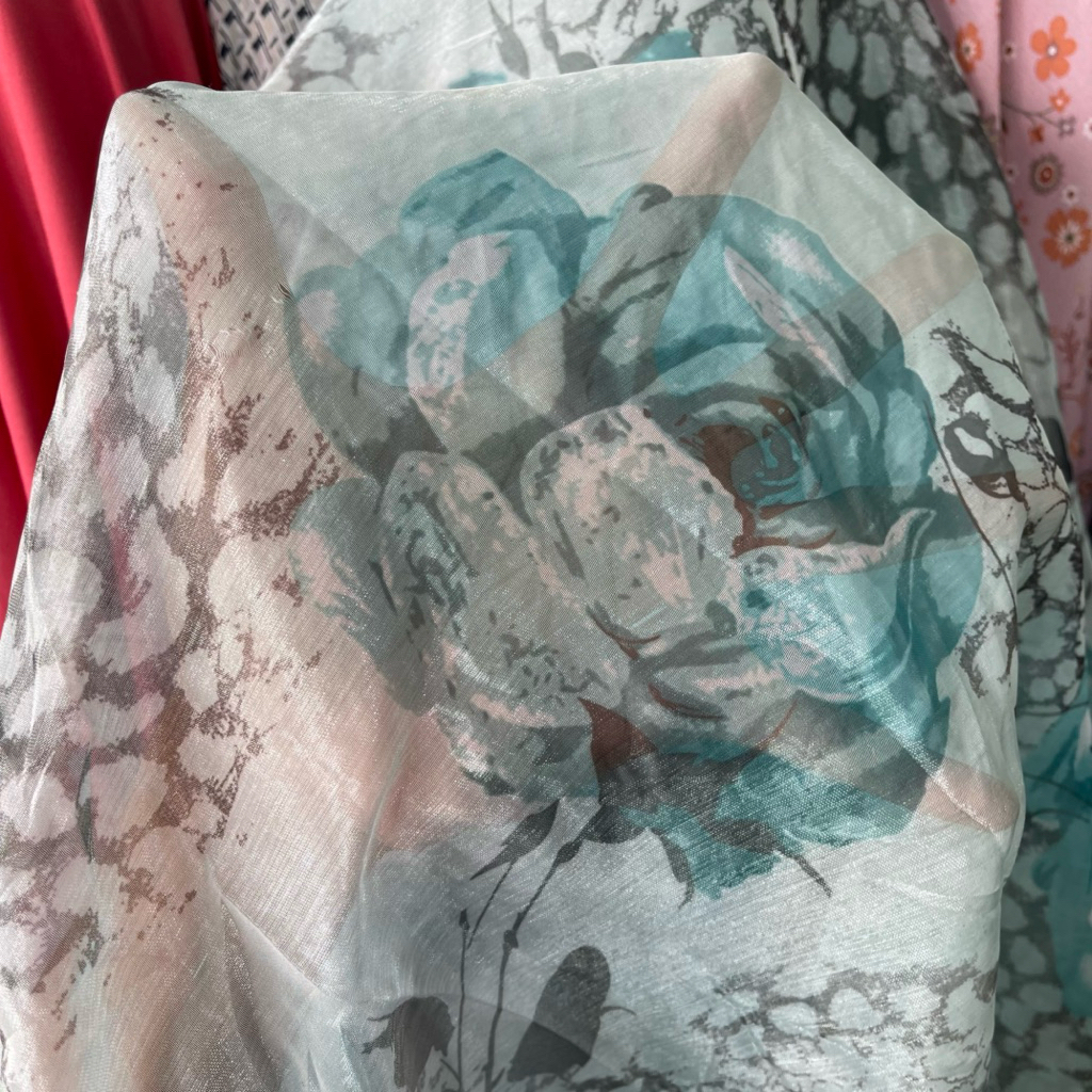 kain sifon sutra motif bunga premium - kain sifon super lembut - kain sifon ceruty - kain sifon yory