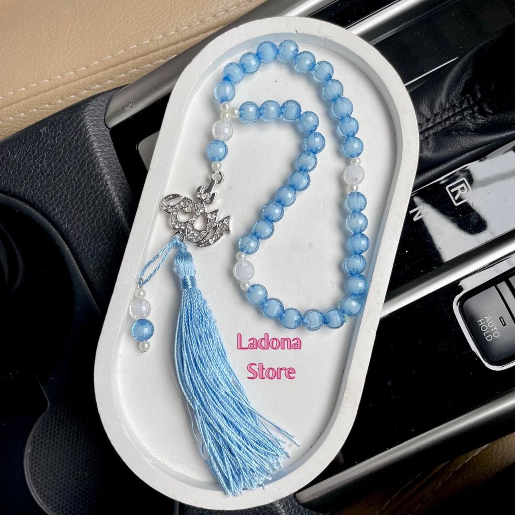 Tasbih Mobil Kristal Kotak Manik / Gantungan Tasbih Spion Mobil Lafadz Allah