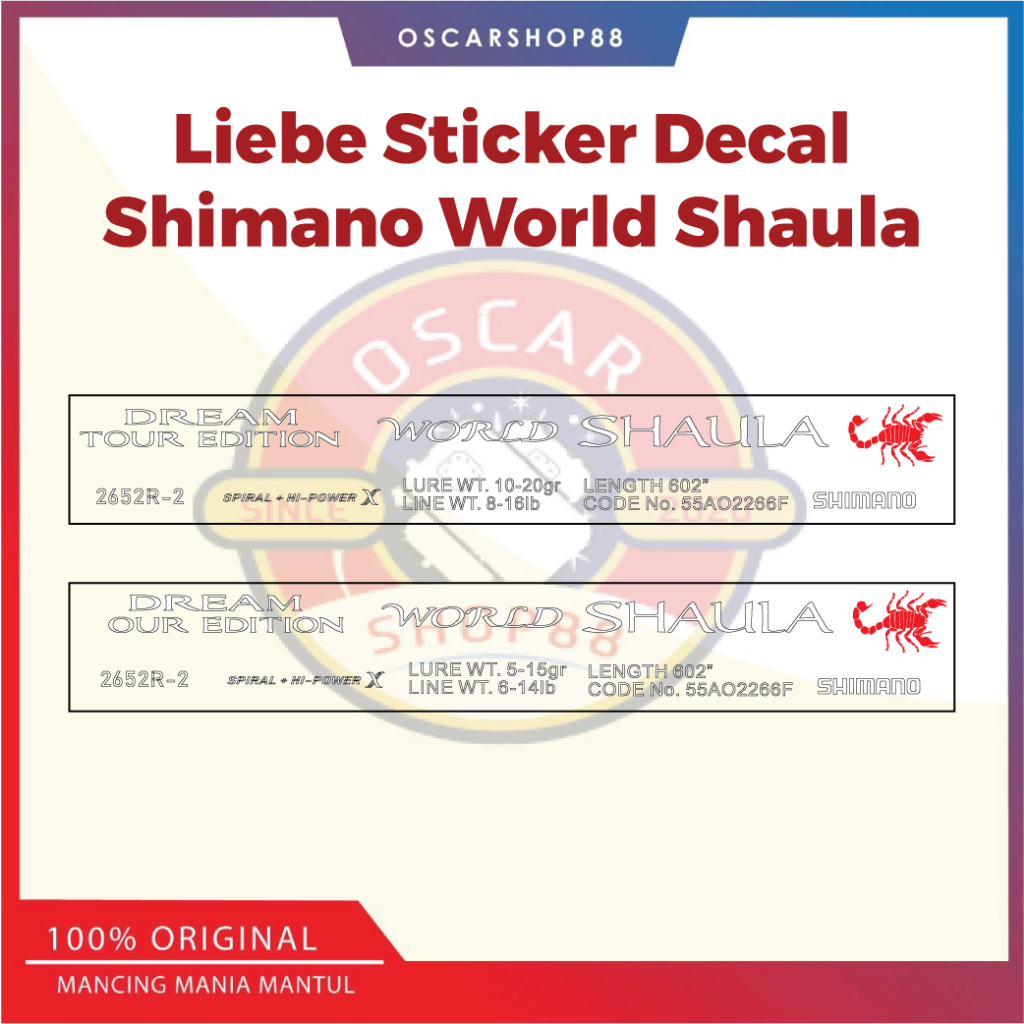 oscarshop88 sticker decal joran shimano scorpion shaula 6-14lbs/8-16lbs