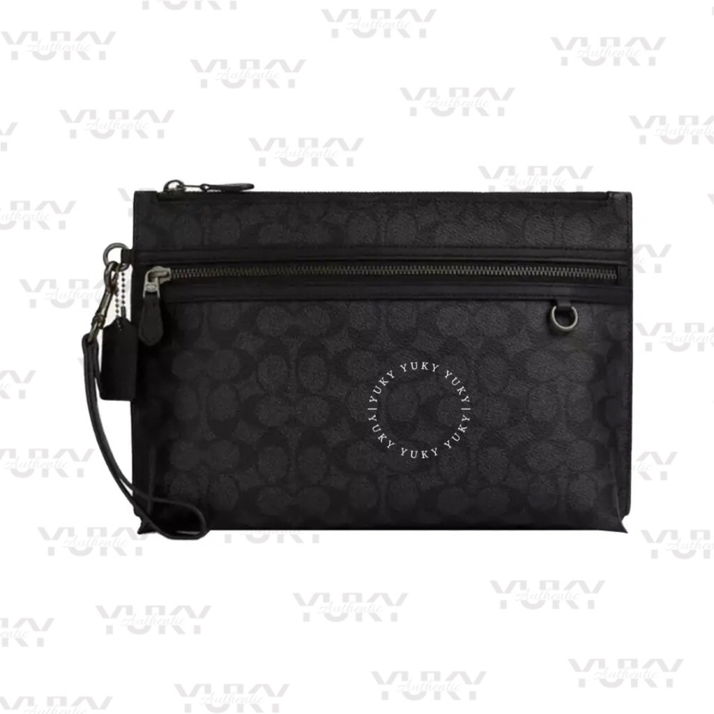 Tas Pria Branded COAC* COC Carry All Pouch Sign Black  100% Original
