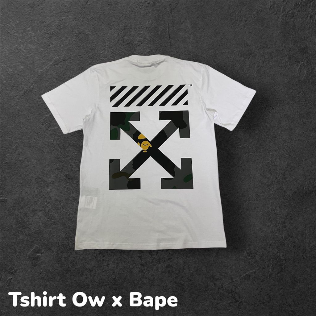 Tshirt Offwhite X Bape Premium Import Full Cotton 20s