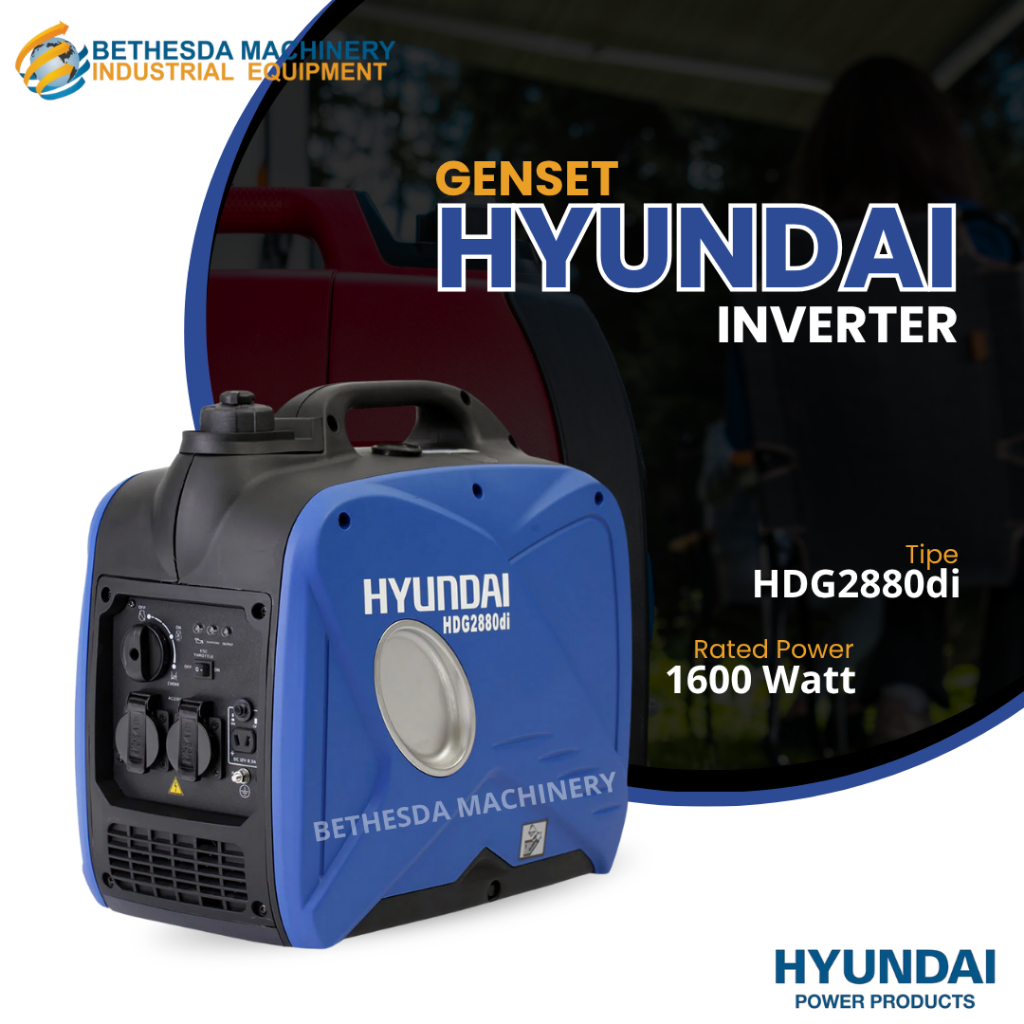 Genset Portable 2000 Watt Jenis Inverter Silent Genset Hyundai HDG2880di - 2000 Watt