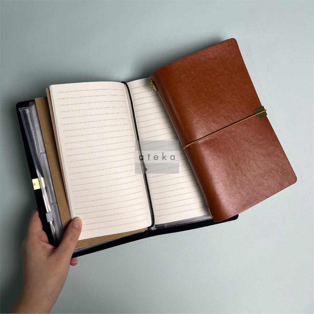 Notebook Leather Vintage B6 | Notebook Travel Bahan Kulit uk B6 | Notebook Retro B6 | Buku Catatan V