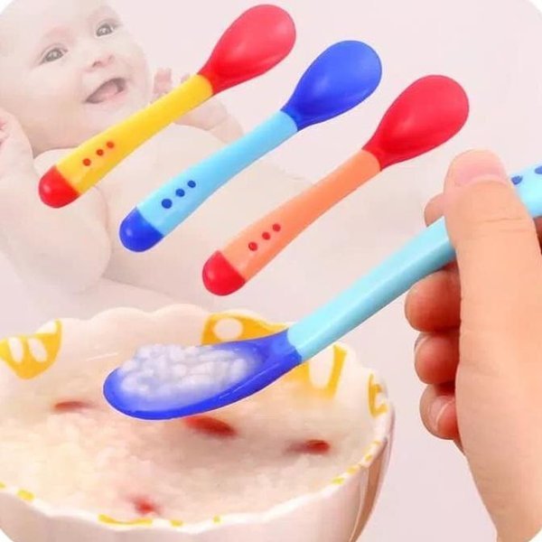 SENDOK MAKAN BAYI SENSOR SUHU PANAS / SENDOK BAYI ALAT MAKAN SILIKON / BABY SPOON