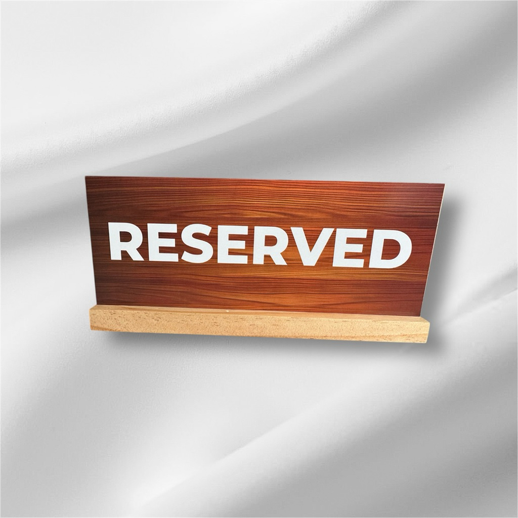 Papan penanda meja reservasi kayu/Penanda kayu reserved duduk minimalis