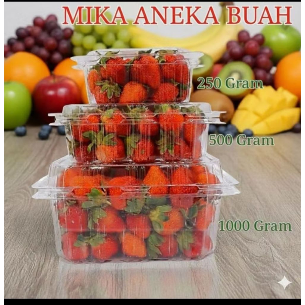 Mika box buah isi 25 pcs mika box strawberry anggur
