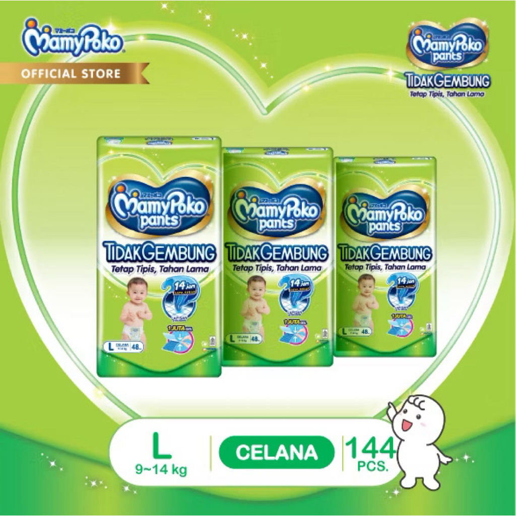 MamyPoko Pants X-tra Kering Slim Tidak Gembung - L 48 - 3 Packs