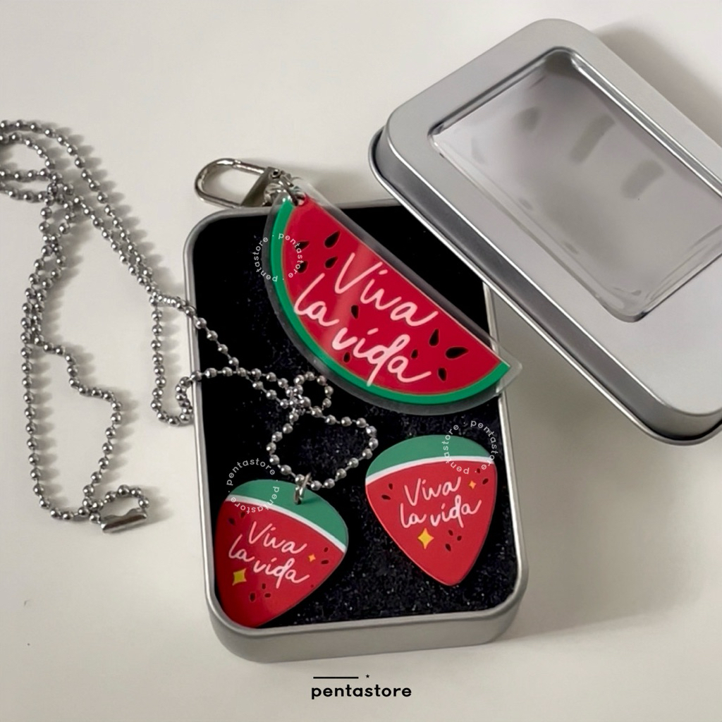 Twinkling Watermelon Sugar Merch Viva La Vida Keychain Necklace Pick Guitar Sticker Handfan