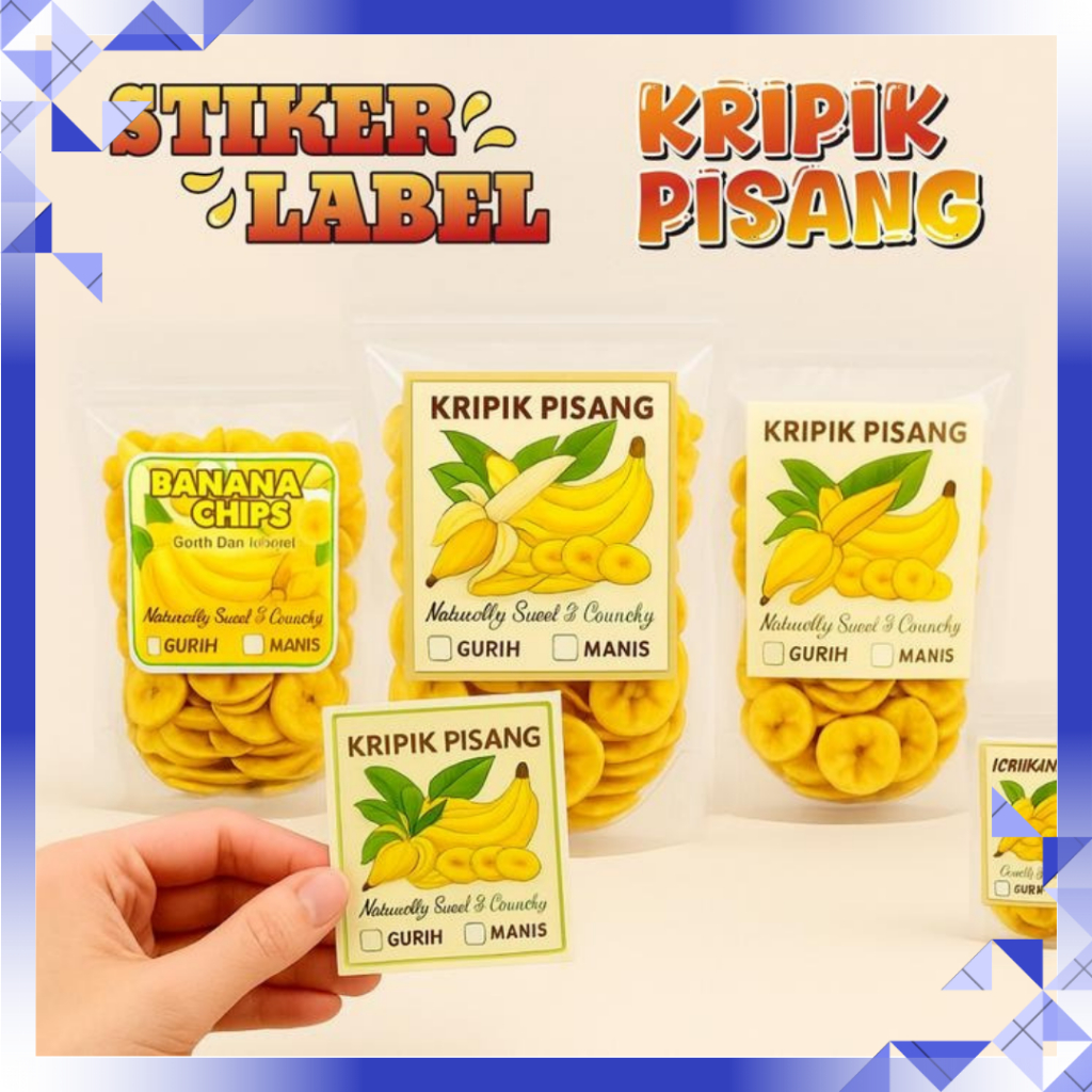 Stiker Label Kripik Pisang Isi 54 Pcs Sticker Label Kemasan Snack Produk Makanan