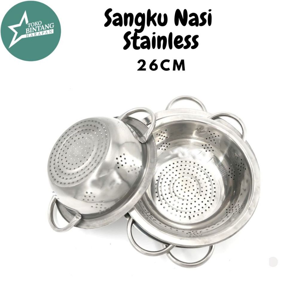 Sangku Nasi/Bakul Nasi/Wakul Nasi/Tempat Nasi stainless/Aki sangku nasi 26cm M-490/m-145