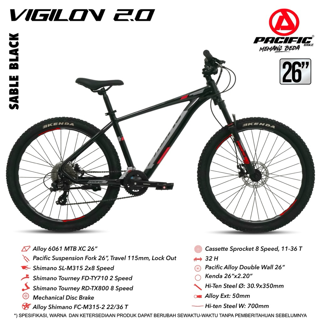 sepeda gunung MTB 26 pacific vigilon 2.0