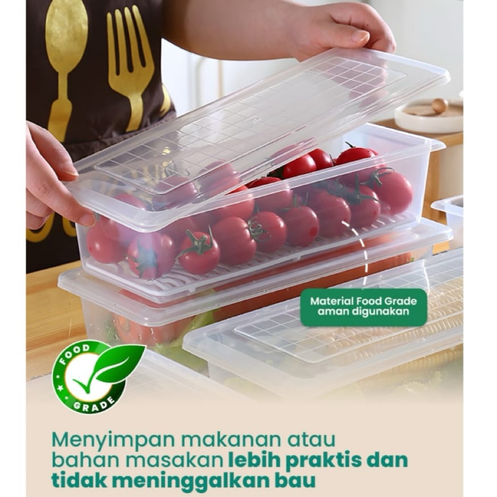 Toples Panjang Serbaguna Wadah kulkas Toples Plastik panjang Food Container kotak kulkas