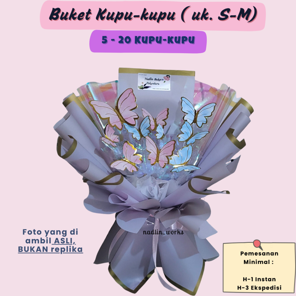 Buket Kupu-Kupu LED Kekinian Cantik | Hadiah Wisuda, Anniversary, Ulang Tahun, Valentine