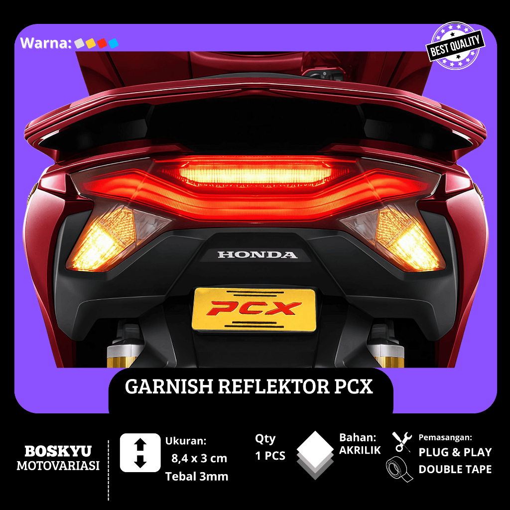 Reflektor Mata Kucing Spakbor Belakang Honda PCX 160 150 New LED Old / Stiker Timbul 3D Emblem Akril