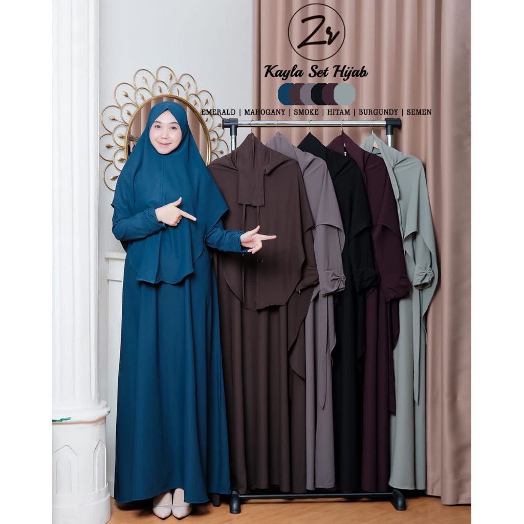 KAYLA Gamis Set Hijab Bahan Marbella ORI by ZR/ Kayla Set Hijab ORI by ZR/ Gamis Kayla Set Hijab ZR 