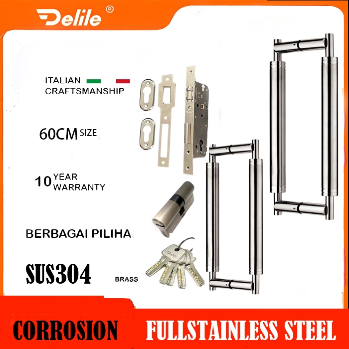 Full Handle Set/ Tarikan Pintu Stainless Steel/ Gagang Pintu 2 Rumah/ Pegangan Pintu Rumah Set