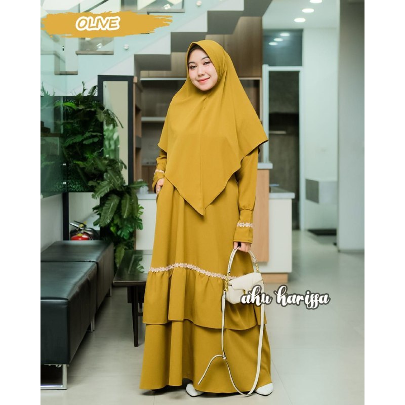 KHALINDRA SET SYARI AKU KARISSA, GAMIS SET JILBAB, GAMIS  ITY CREPE