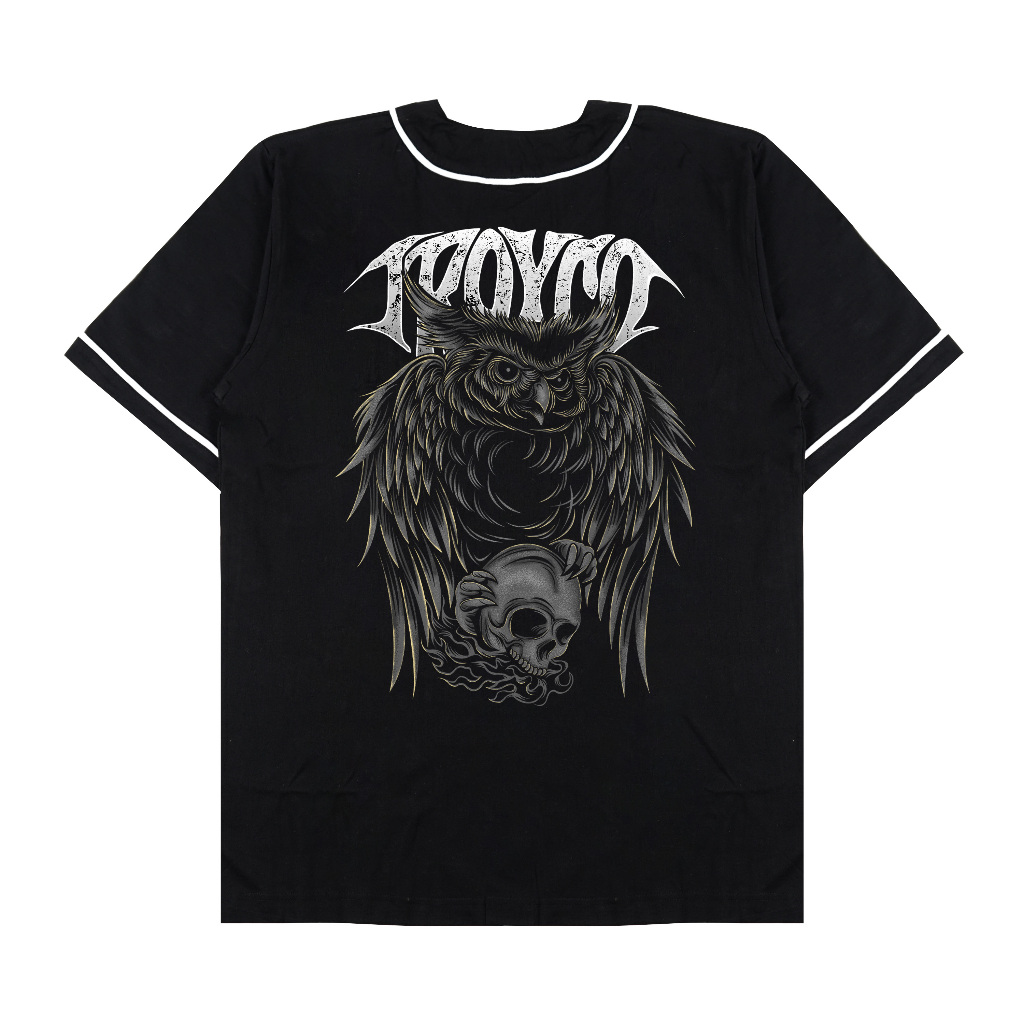 Troy Company Jersey Baseball Tshirt Black Dark Owl - Kaos Jersey Baseball Hitam BT 2199