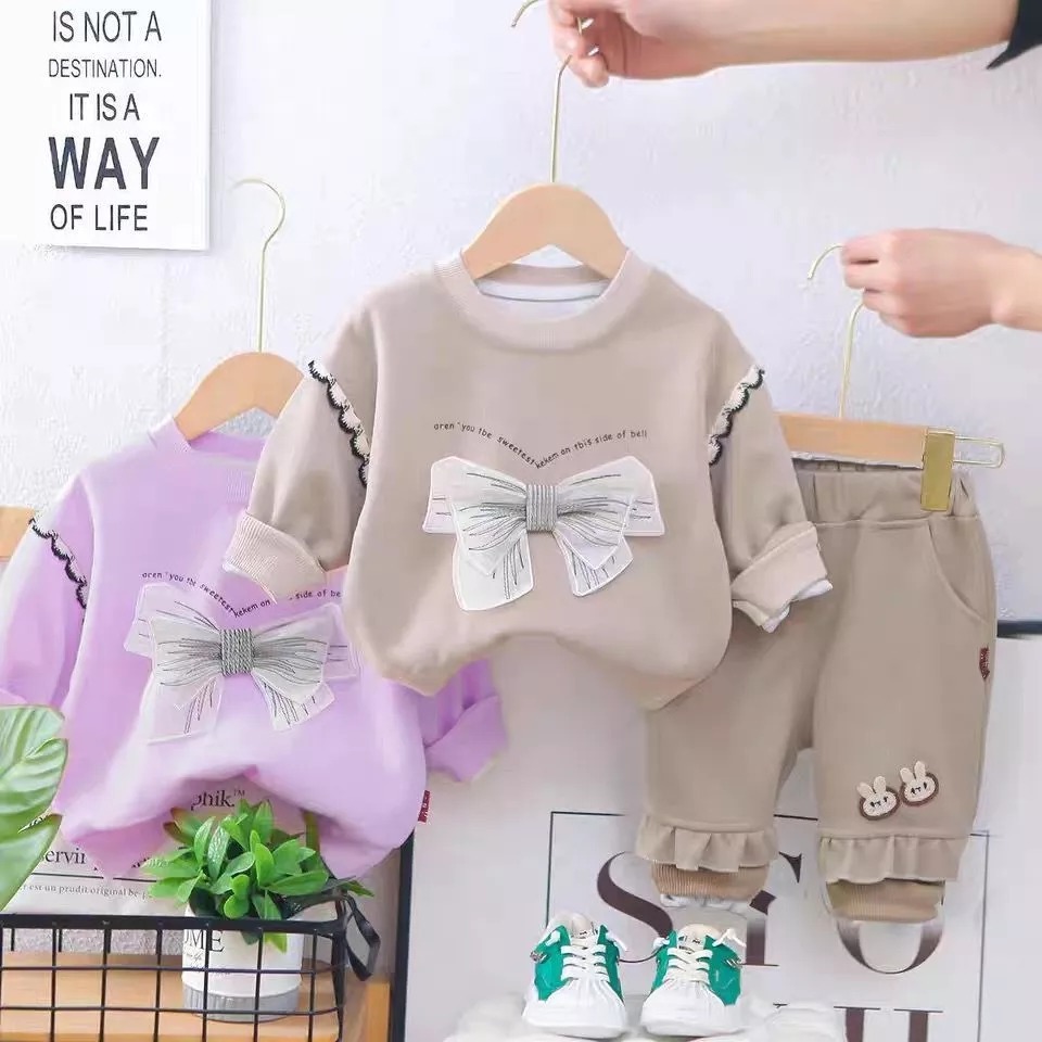 Setelan Anak Perempuan Usia 1-4 Tahun | Fashion Kekinian Anak Cewek Model Baju Sweater Lengan Panjan