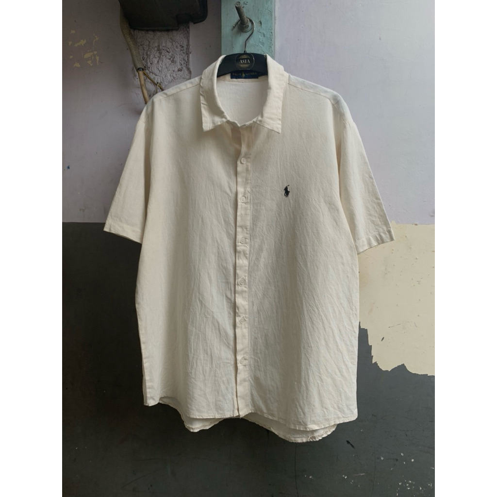 kemeja Ralph Lauren polos linen pria lengan pendek preloved