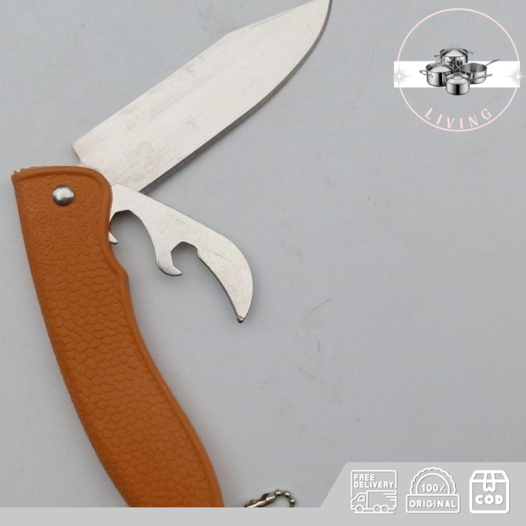 Pisau Lipat Serbaguna Camping Outdoor Stainless Tajam Portabel AB12