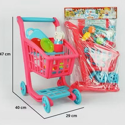 COD Mainan Troley Belanja Troli Belanja Mainan Keranjang Dorong Mainan Anak Perempuan