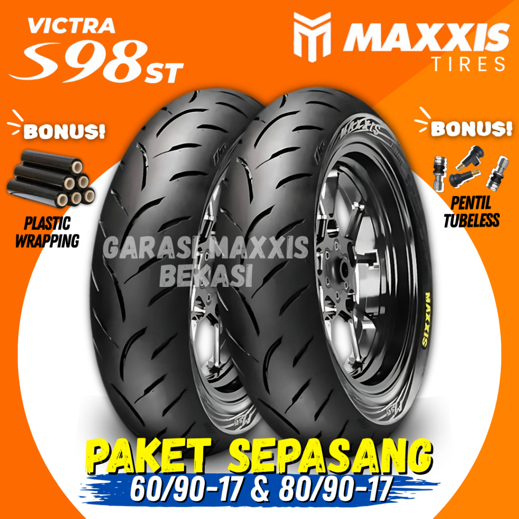 [PAKET SEPASANG] BAN MAXXIS VICTRA 98ST TUBELESS ( 60/90-17 & 80/90-17 ) BAN MOTOR MAXXIS RING 17 / 