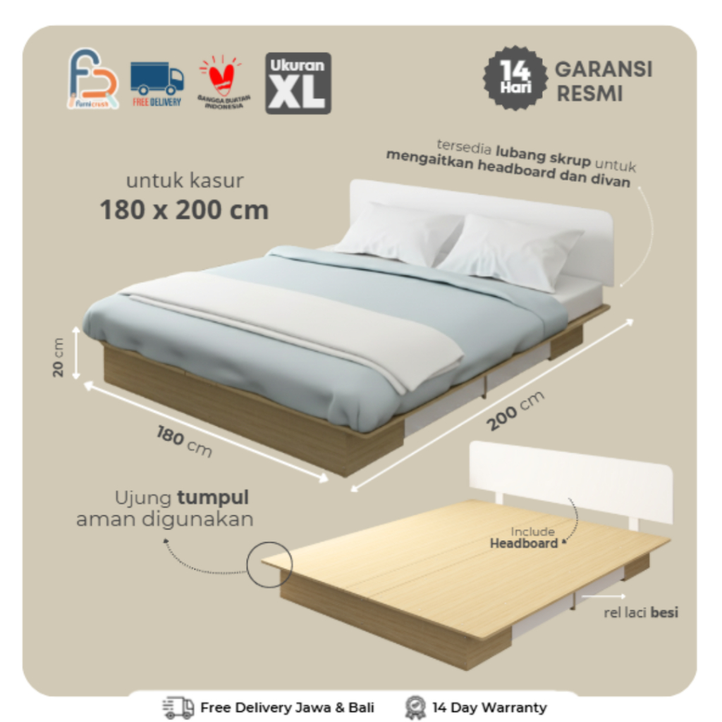 Furnicrush Alas Tempat Tidur / Divan / Divan Headboard / Dipan / Tempat Tidur dengan Laci / Dipan 18