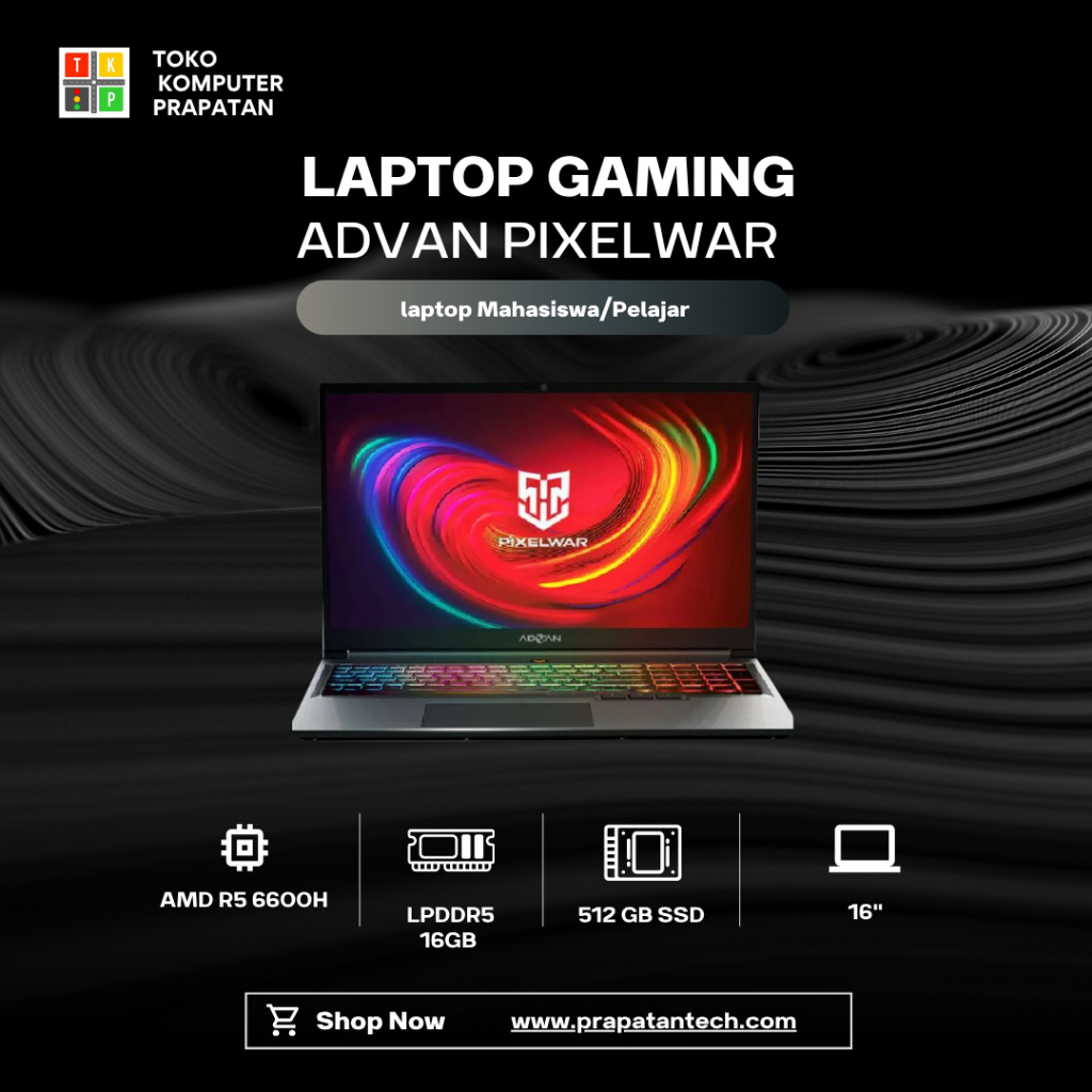 Laptop Gaming Advan Pixelwar AMD Ryzen 5 6600H 16"/16GB / 512GB