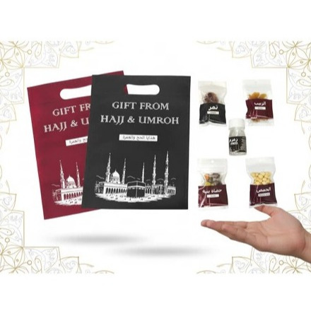 Paket Oleh-Oleh Haji / Oleh-Oleh Umroh Souvenir Red & Black Series Hampers Hadiah Bingkisan kurma ka
