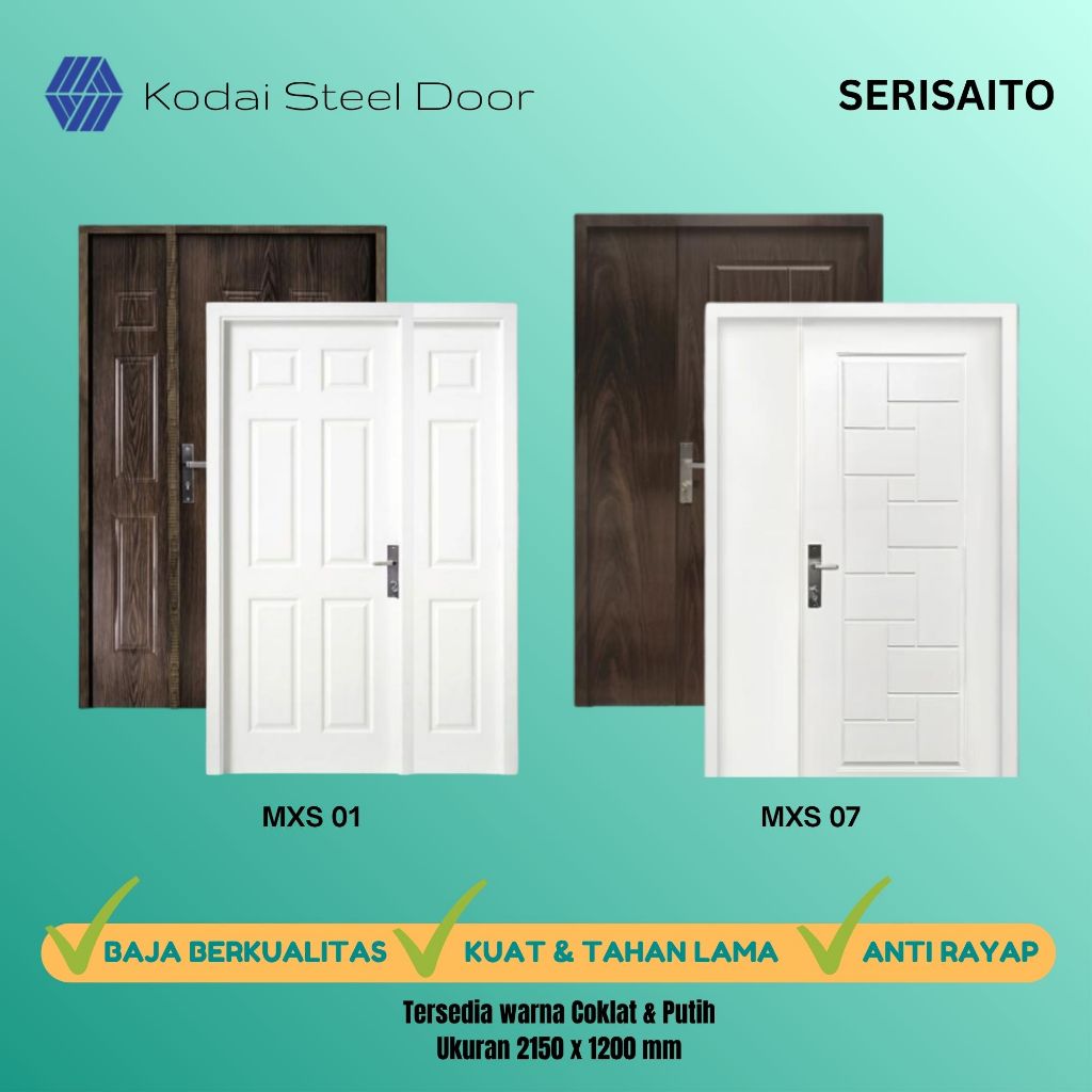 PINTU BAJA KODAI STEEL DOOR  215 x 120 / PINTU KAMAR UTAMA 2 PINTU / PINTU BESI TAHAN PANAS