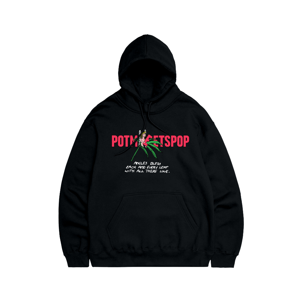 Pot Meets Pop Hoodie - Leaf Logo Hoodie Black Fw25 - Sweatshirt