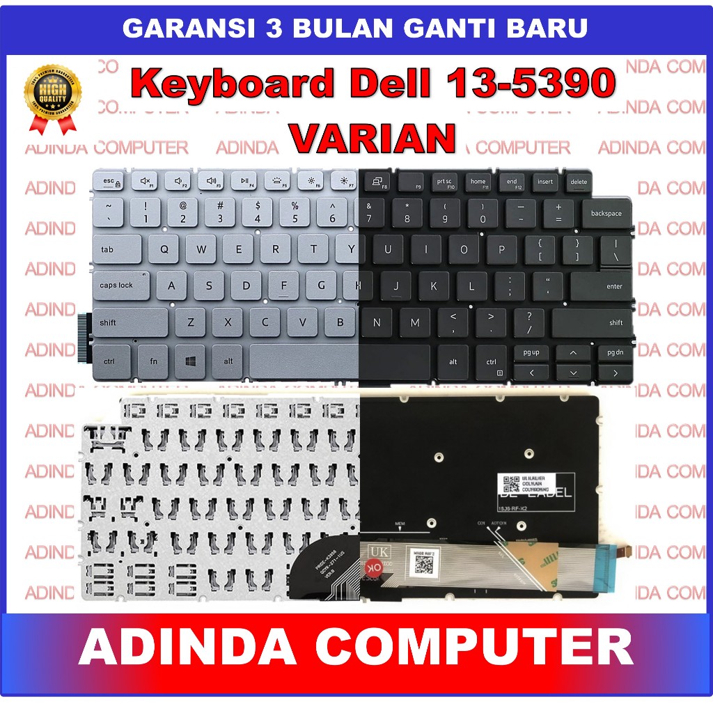 Keyboard Dell Inspiron 13 5391 5390 5490 5491 5498 5493 Silver Backlight