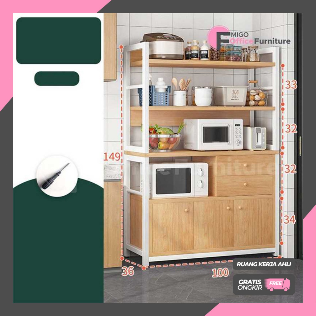 Lemari Dapur Kayu/Rak Dapur Minimalis/Rak Dapur Serbaguna/Lemari Dapur Minimalis /Rak Microwave