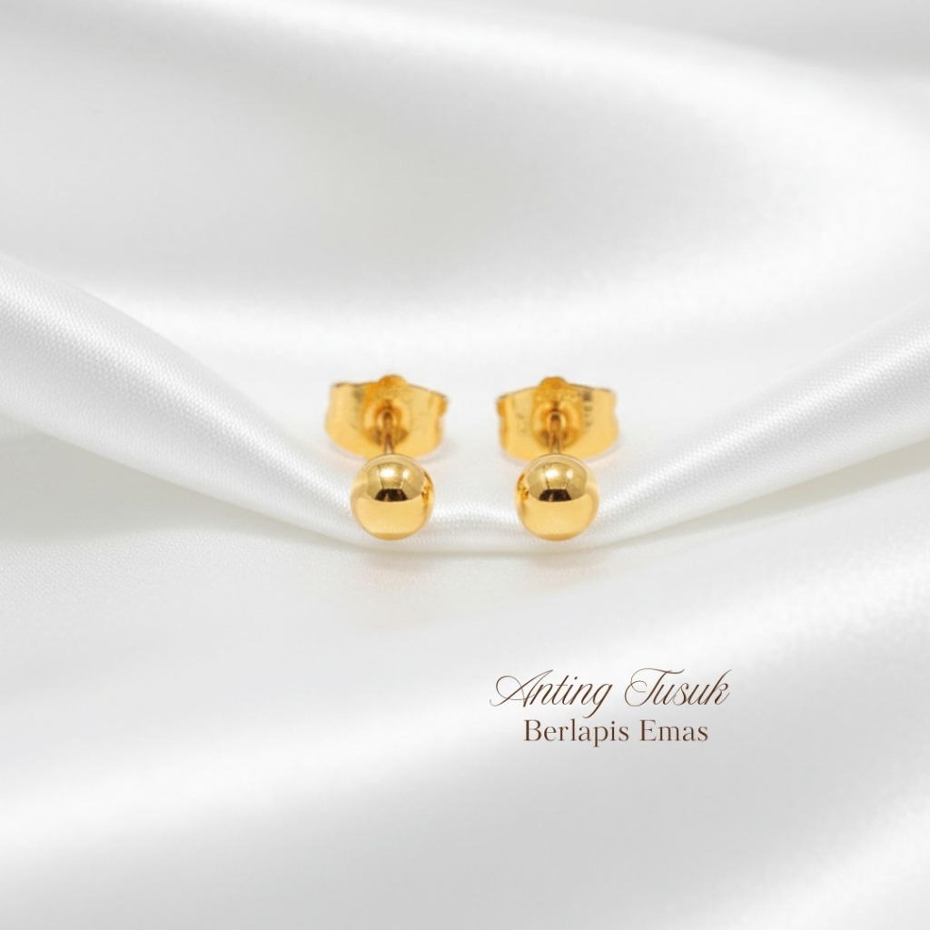 Anting Tusuk Giwang Lapis emas 24k Anti Karat Tidak Luntur